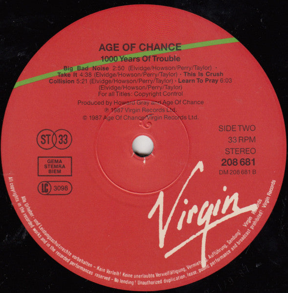 Age Of Chance : One Thousand Years Of Trouble (LP, Album)