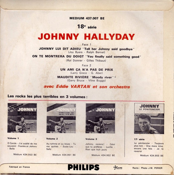 Johnny Hallyday : Johnny Lui Dit Adieu (7", EP, Mono, RP, Whi)