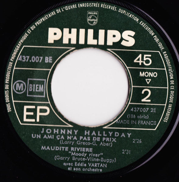 Johnny Hallyday : Johnny Lui Dit Adieu (7", EP, Mono, RP, Whi)