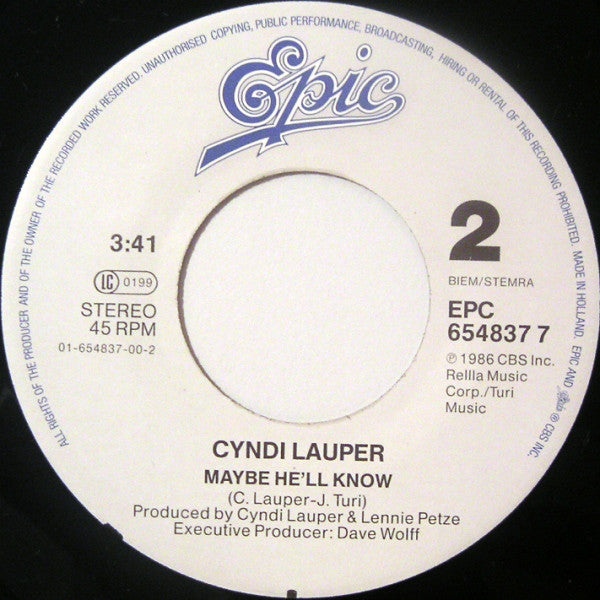 Cyndi Lauper : I Drove All Night (7", Single)
