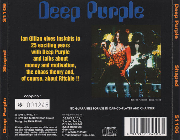 Deep Purple : Shaped (CD, Shape, Ltd, Num, Unofficial, Pic)