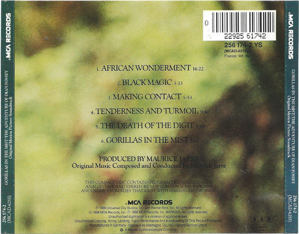 Maurice Jarre : Gorillas In The Mist / The Adventure Of Dian Fossey (Original Motion Picture Soundtrack) (CD, Album)