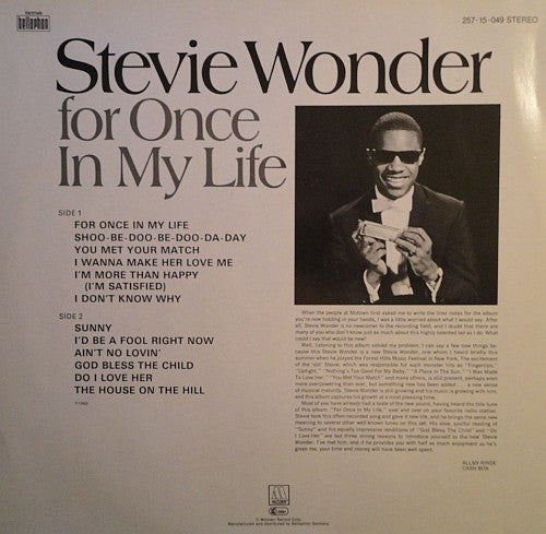 Stevie Wonder : For Once In My Life (LP, Album, RE)