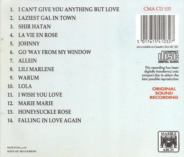 Marlene Dietrich : Live (CD, Album, RE)