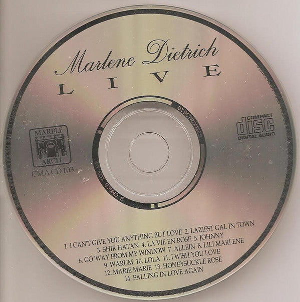 Marlene Dietrich : Live (CD, Album, RE)