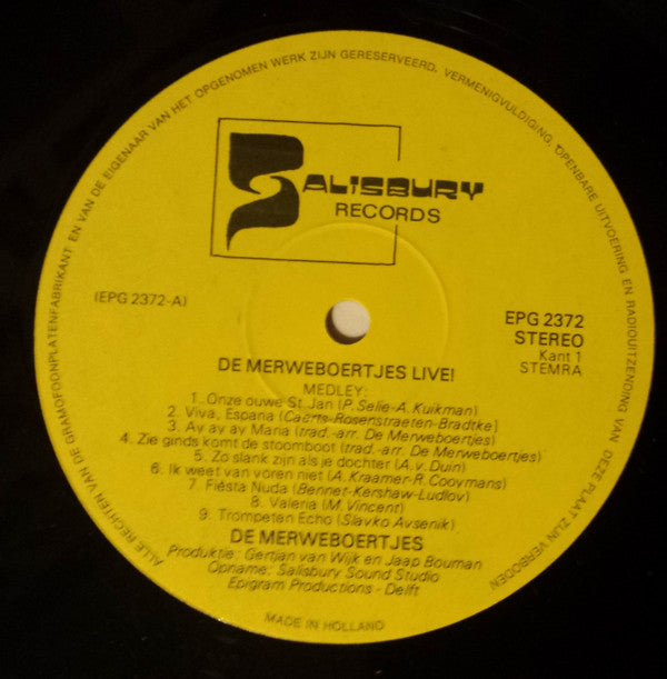 De Merweboertjes : Live! (LP, Album)