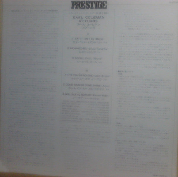 Earl Coleman : Returns (LP, Album, Mono, RE)