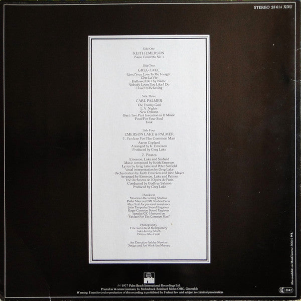 Emerson Lake & Palmer* : Works (Volume 1) (2xLP, Album, Tri)