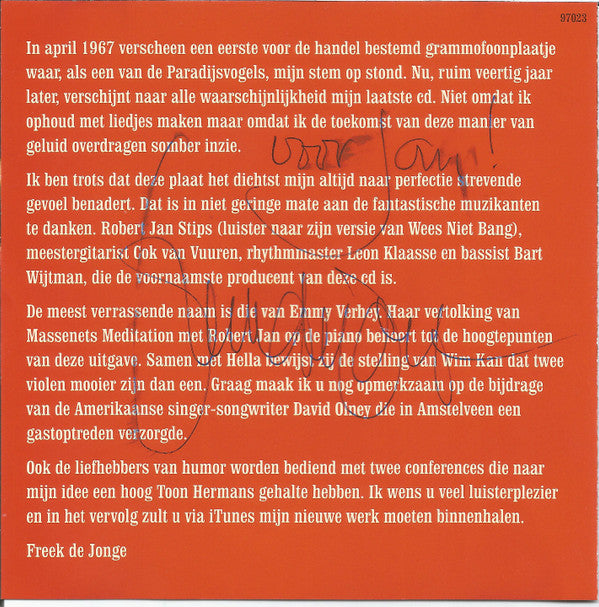 Freek de Jonge : De Toehoorder (2xCD, Album)