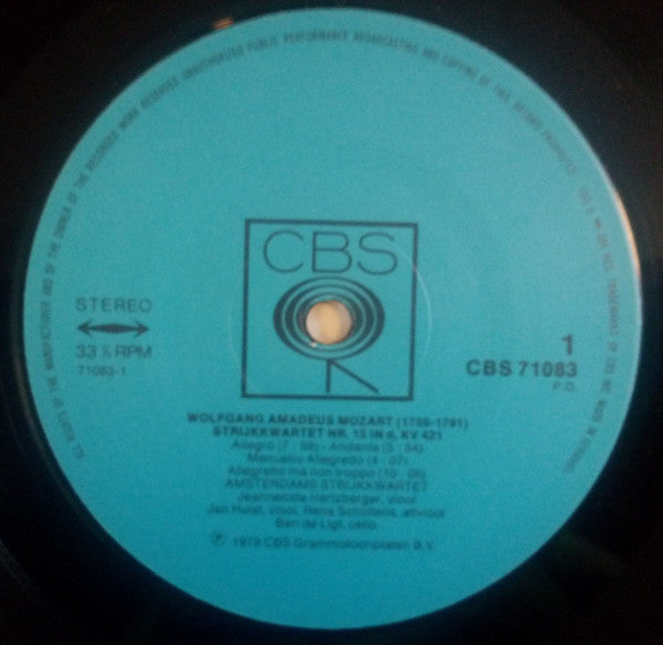 Wolfgang Amadeus Mozart, Paul Hindemith : Amsterdams Strijkkwartet : Strijkkwartet Nr 15 In D KV421/Strijkkwartet Nr 3 Op.22 (LP)