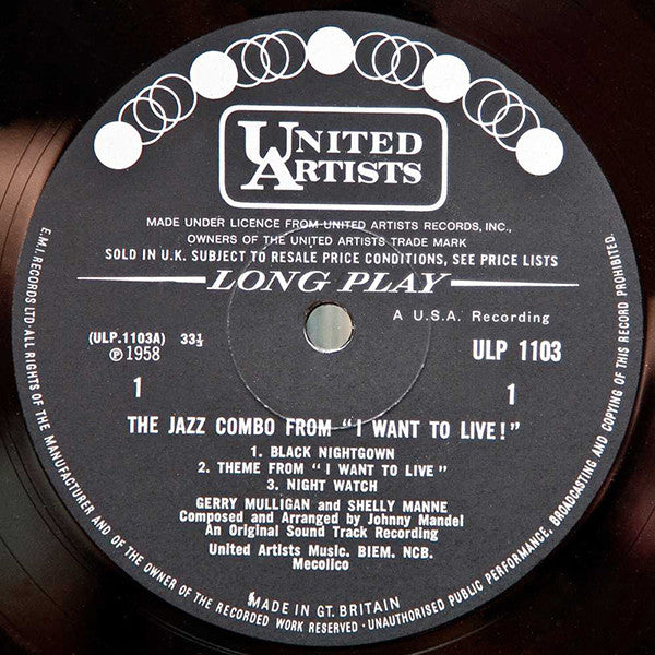 Gerry Mulligan : The Jazz Combo From "I Want To Live!" (LP, Album, Mono)