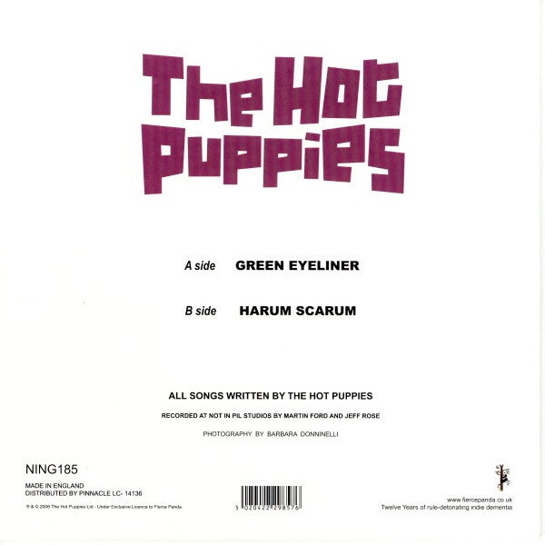 The Hot Puppies : Green Eyeliner (7", Single)