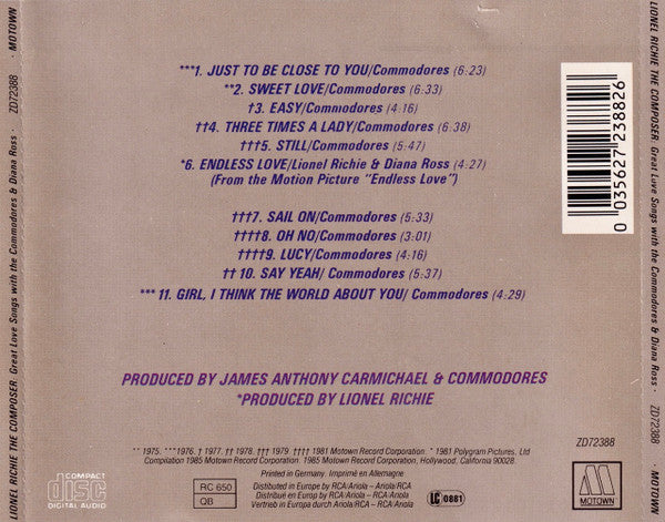 Lionel Richie : Lionel Richie The Composer: Great Love Songs With The Commodores And Diana Ross (CD, Comp)