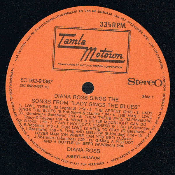 Diana Ross : (Sings The Songs From) Lady Sings The Blues (LP, Album, Gat)