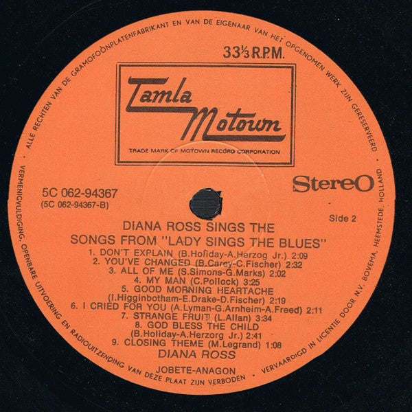 Diana Ross : (Sings The Songs From) Lady Sings The Blues (LP, Album, Gat)