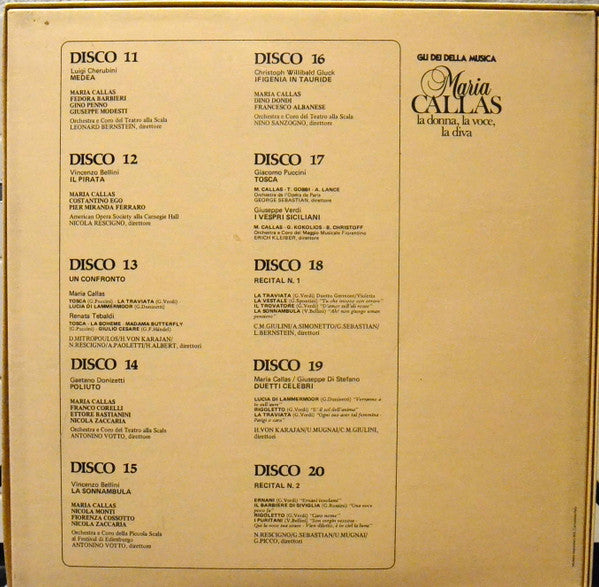 Maria Callas, Giuseppe Verdi, Vincenzo Bellini, Gaetano Donizetti, Luigi Cherubini, Christoph Willibald Gluck, Gaspare Spontini : Maria Callas: La Donna, La Voce, La Diva; Nrs. 11 - 20 (10xLP, Mono + Box, Comp)