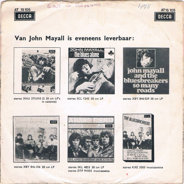 John Mayall's Bluesbreakers* : No Reply / She's Too Young (7", Single)