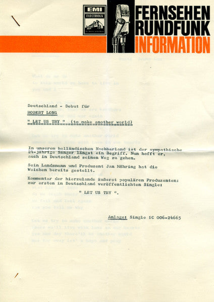 Robert Long : Let Us Try / Just One Word (7", Single)