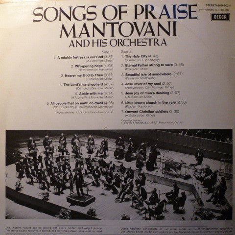 Mantovani And His Orchestra : Songs Of Praise (LP, Album, RE)