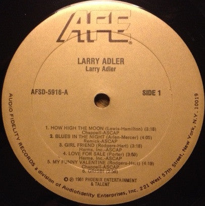 Larry Adler : Harmonica Virtuso With Piano, Trumpet, Bass, Guitar And Drums (LP, Album)