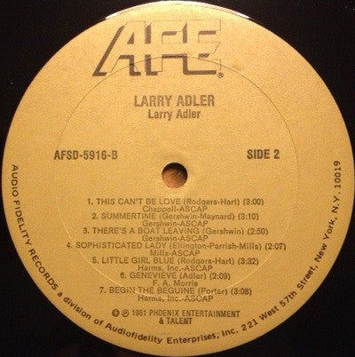 Larry Adler : Harmonica Virtuso With Piano, Trumpet, Bass, Guitar And Drums (LP, Album)