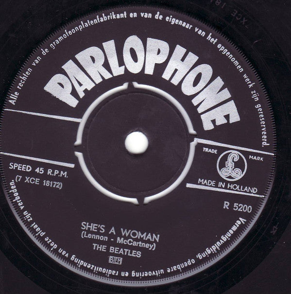 The Beatles : I Feel Fine / She's A Woman (7", Single, Bla)