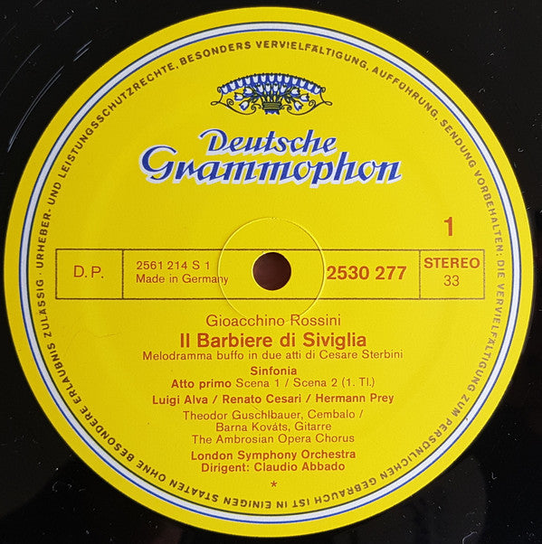 Gioacchino Rossini - Hermann Prey · Teresa Berganza · Luigi Alva · Enzo Dara · Paolo Montarsolo - London Symphony Orchestra - Claudio Abbado : Il Barbiere Di Siviglia (Box + 3xLP)