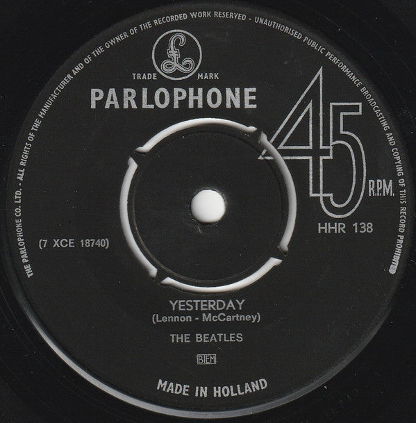 The Beatles : Dizzy Miss Lizzy / Yesterday (7", Single)
