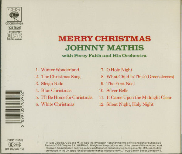 Johnny Mathis : Merry Christmas (CD, Album)