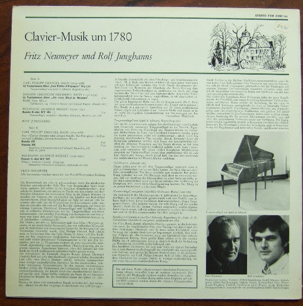 Fritz Neumeyer, Rolf Junghanns, Carl Philipp Emanuel Bach, Johann Christoph Friedrich Bach, Wolfgang Amadeus Mozart : Historische Tasteninstrumente - Claviermusik Von (LP, Album)