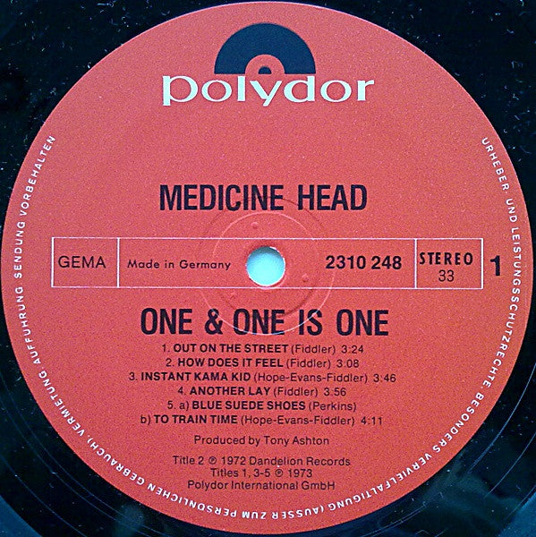 Medicine Head (2) : One & One Is One (LP, Album)