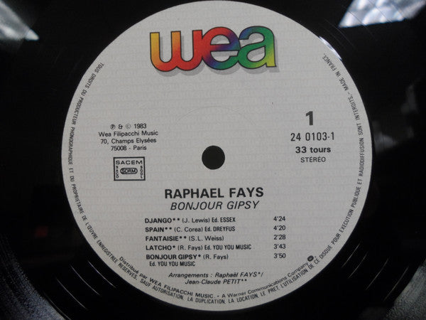 Raphaël Faÿs* : "Bonjour Gipsy" (LP, Album)