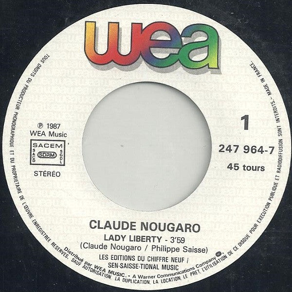 Claude Nougaro : Lady Liberty (7", Single)