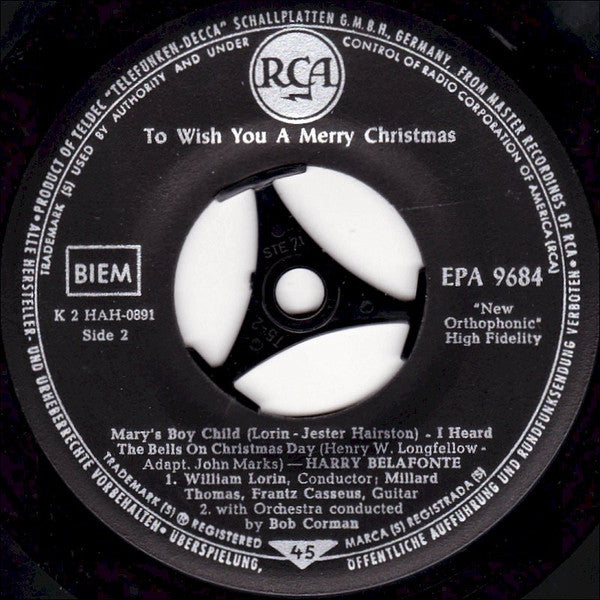 Harry Belafonte : To Wish You A Merry Christmas (7", EP)