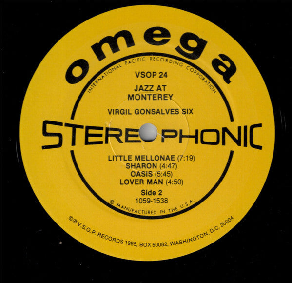 Virgil Gonsalves Big Band Plus Virgil Gonsalves Sextet : Jazz At Monterey  (LP, Album, RE)