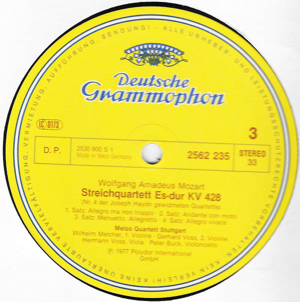 Wolfgang Amadeus Mozart - Melos Quartett : 6 Streichquartette - Joseph Haydn Gewidmet (3xLP, Comp + Box)