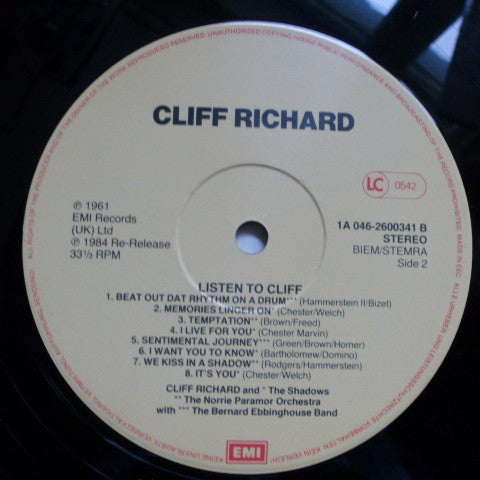Cliff Richard : Listen To Cliff! (LP, Album, RE)