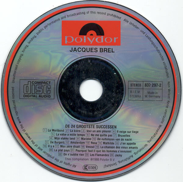 Jacques Brel : De 24 Grootste Successen (CD, Comp)