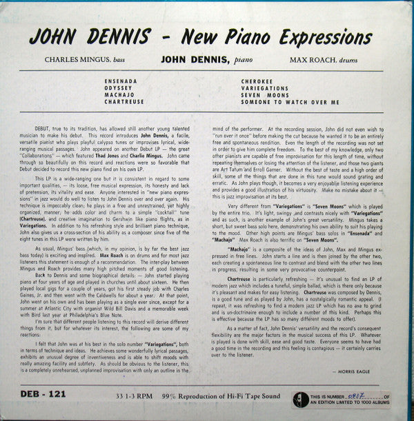 John Dennis (2) : New Piano Expressions (LP, Album, Ltd, RE)