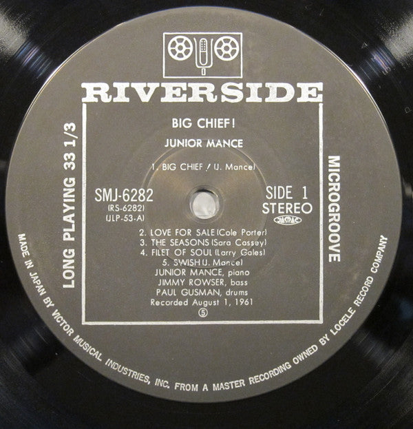 Junior Mance Trio : Big Chief! (LP, Album, RE)