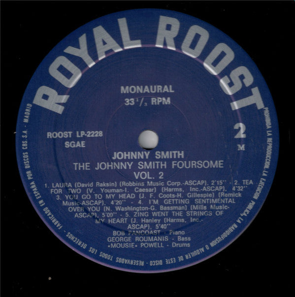 Johnny Smith Quartet : The "Johnny Smith" Foursome Volume II (LP, Album, Mono, RE)