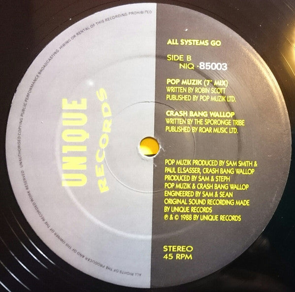 All Systems Go : Pop Muzik (12")