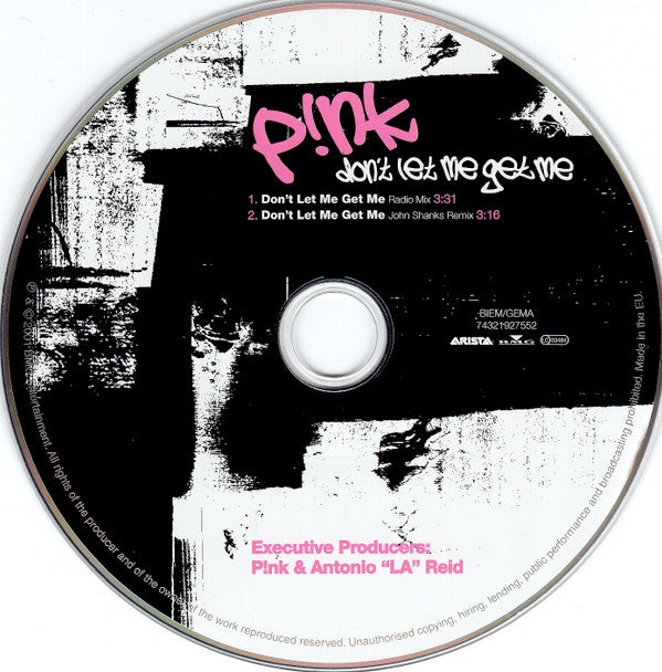 P!nk : Don't Let Me Get Me (CD, Single, Car)