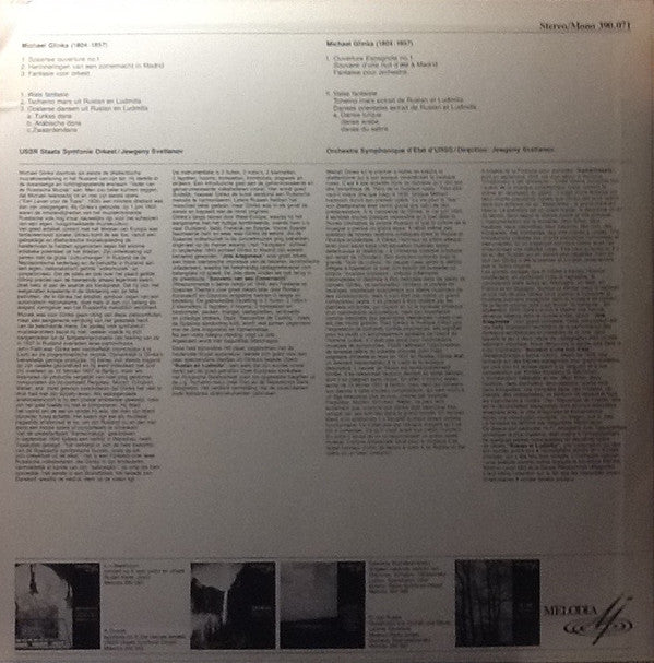 Mikhail Ivanovich Glinka, Russian State Symphony Orchestra, Evgeni Svetlanov : Bekende Orkestwerken (LP)