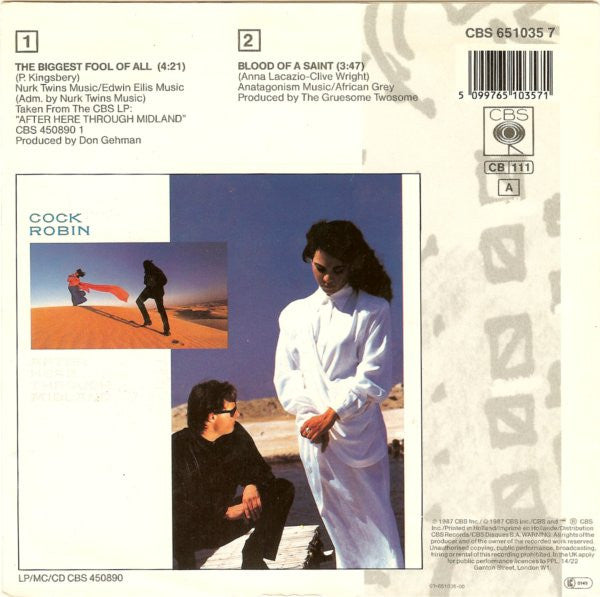 Cock Robin : The Biggest Fool Of All (7", Single)