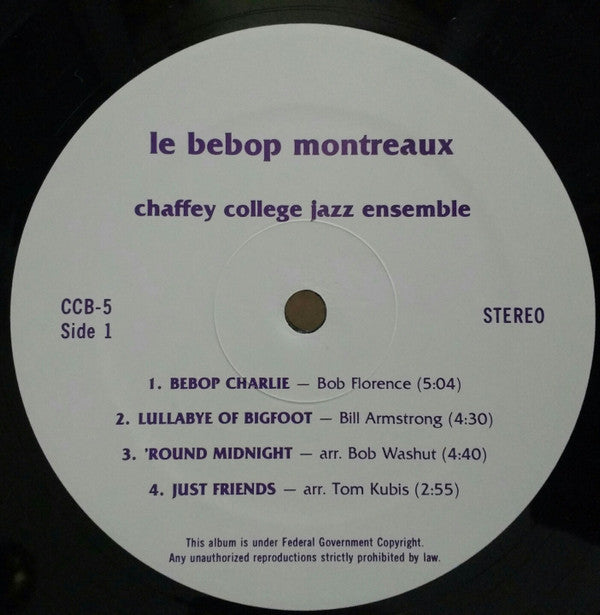 The Chaffey College Jazz Ensemble : Le Bebop Montreux (LP)