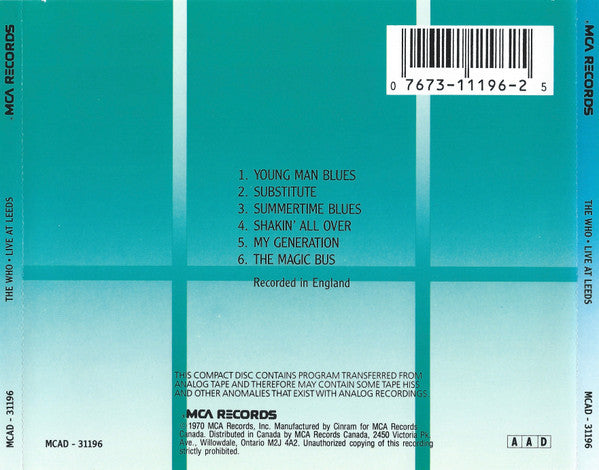 The Who : Live At Leeds (CD, Album, RE)