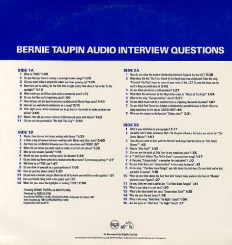 Bernie Taupin : An Interview With Bernie Taupin (2xLP, Promo)