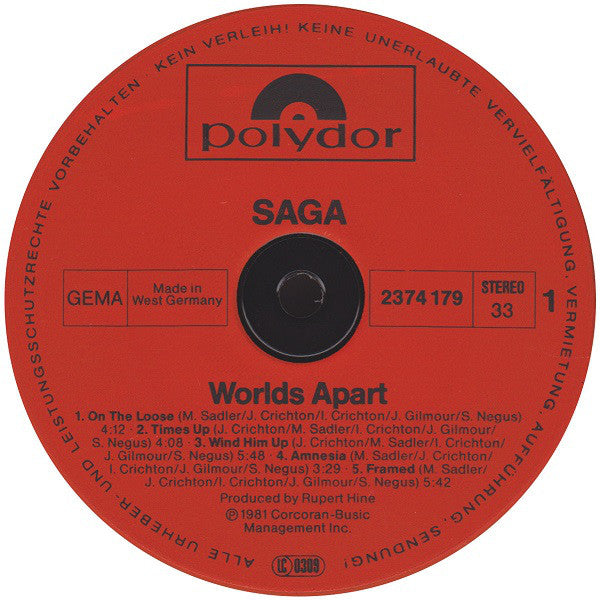 Saga (3) : Worlds Apart (LP, Album)
