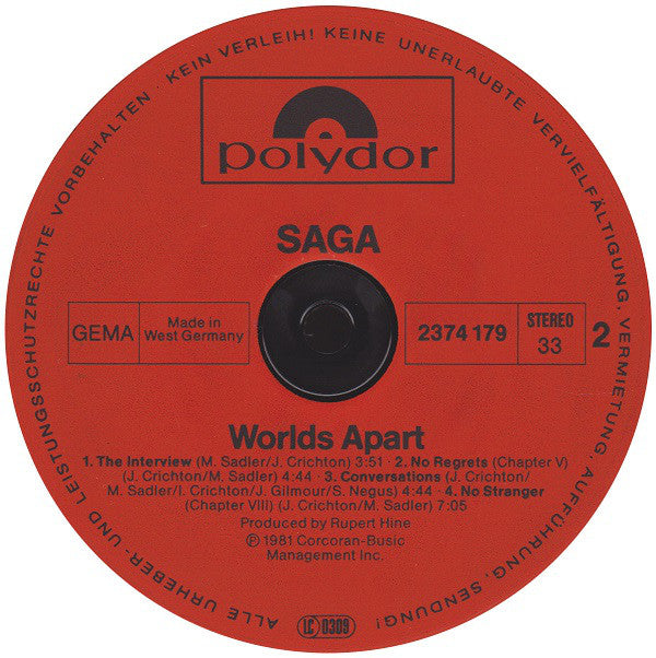Saga (3) : Worlds Apart (LP, Album)
